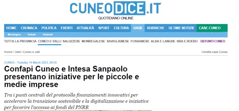 Confapi Cuneo e Intesa Sanpaolo presentano iniziative per le piccole e medie imprese