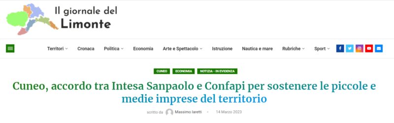 Cuneo, accordo tra Intesa Sanpaolo e Confapi Cuneo per sostenere le piccole e medie imprese del territorio