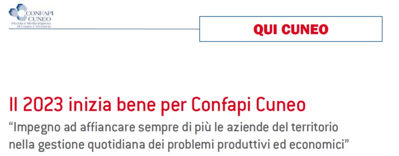 Il 2023 inizia bene per Confapi Cuneo